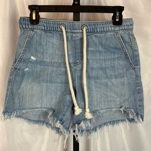 Aerie Denim Pull On Frayed Short, size XS